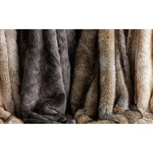 Restoration Hardware LUXE Faux Fur /Velour  Throw brown 96 X 80